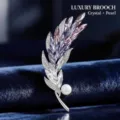Elegante Kristall Perle Weizen Brosche Luxus Mode Anstecknadel exquisite Schmuck für Damen - Kristall Weizen Stil / Silberviolett