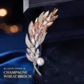 Edle Kristall Weizen Brosche Detailansicht, Champagner Strass Perle Anstecknadel für Damen. - Kristall Weizen Stil / Gold Champagner Rosa