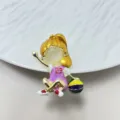 Cute basketball girl enamel brooch pin, cartoon golden metal alloy fashion jewelry gift. - Basketball Girl Style / 1 Piece (4*2.9cm)