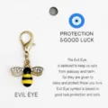 Pendentif abeille en alliage avec fermoir mousqueton et carte œil pour sacs. - Style Abeille en Alliage Émaillé (6) / 6