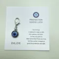 Pendentif en métal œil maléfique avec fermoir mousqueton et carte de vœux détail. - Argent avec Œil Bleu-4