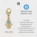 Pendentif breloque oeil malefique main de Hamsa dore avec fermoir mousqueton et carte. - 25