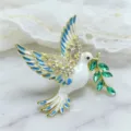 Alloy Enamel Crystal Peace Dove Brooch Elegant Rhinestone Olive Branch Pin Variant - Peace Dove 2