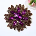 Vintage luxury purple crystal flower brooch pin for women statement coat clothing accessories - 5.2*5.2cm, 16.61g / Purple