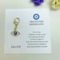Pendentif charme strass mauvais œil, accessoire porte-clés en métal doré avec cristaux scintillants. - 28