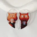 Clear acrylic split heart cat charms for DIY keychains, cute coffee cat pendant details. - Style 2