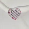Heart acrylic printed DIY keychain pendant with floral print and inspirational scripture text. - Style 11