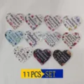 Acrylic heart charms set DIY keychain accessories floral religious Bible verses pendants 11pcs - Tools Set Combo / 11-Piece Set