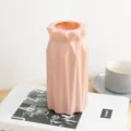 Pink geometric plastic vase detail, Nordic style desktop decorative flower arrangement. - Sharp Knife Vase Pink