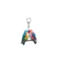 Cute 2D acrylic lovebird keychain cute parrot couple keyring bag pendant charm for daily use. - Delicate Double Parrots (20)