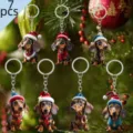 Cute dachshund dog acrylic Christmas tree hanging ornaments set of 7 holiday car pendants - 7pcs Set / 7-Pack Set