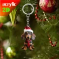 Christmas Dachshund Acrylic Keychain 2D Cute Dog Pendant Xmas Tree Hanging Decoration - Style 2