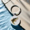 Bass fish glass cabochon keychain, stylish metal keyring and pendant for fishing lovers. - Style 4