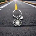 Porte-clés en métal Route 66 avec cabochon en verre et cœur, cadeau élégant pour hommes et femmes - Style Rond Martelé (8)