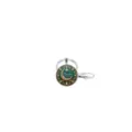 Detailed closeup view of the Ramadan Kareem glass cabochon metal keychain pendant. - Ramadan Kareem Style 12