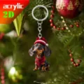 Christmas dachshund acrylic keychain 2D flat hanging ornament festive holiday gift item - Style 6
