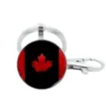 Portachiavi cabochon in vetro con bandiera del Canada, moschettone e anello metallico. - Bandiera Acero Moda (23)