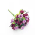 Artificial rose bouquet, 21 heads small rose artificial flowers for home decor main view - Purple