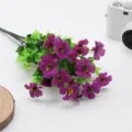 Artificial purple flower bouquet with eucalyptus leaves for home and outdoor decoration. - Rose Purple