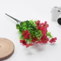 Artificial eucalyptus flower bouquet faux floral arrangement for home decor and outdoor landscaping. - Rose Red