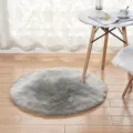 Grijs rond nepwollen pluche vloerkleed shaggy zachte mat voor slaapkamer winter thuis - 30*30cm / Rond Lichtgrijs