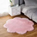 Roze faux fur bloem tapijt pluche donzig vloerkleed voor mooie slaapkamer woonkamer - 50cm Bloemblad Vorm / Lichtroze