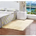 Tapis de lit moderne en fausse laine, tapis de zone moelleux et doux pour la chambre à coucher. - Light jaune