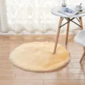 Zacht rond nepbont vloerkleed, noords pluche tapijt voor slaapkamer en stoel kussen. - 30*30cm / Rond Lichtgeel