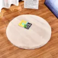 White round faux rabbit fur rug, thickened fluffy plush carpet for bedroom, bay window, and living room. - Dusty Pink