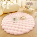 Roze Pluche Rond Vloerkleed Nep Bont Borrel Mat voor Woonkamer Slaapkamer Decoratie - 35cm Rond / Wit Verdikte Bubbeltjesfleece