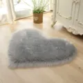 Grijze hartvormige pluche vloerkleed nepbont donzige mat voor slaapkamer woonkamer - 60*90cm Onregelmatig / Lichtgrijs