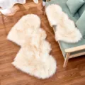Modern minimalistisch hartvormig faux wol vloerkleed lang pluche mat voor slaapkamer woonkamer - 35*70 / Wit met Gele Uiteinden