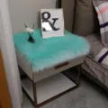 Verdikte nepwol nachtkastje mat, tiffany blauwe fluffy pluche mat voor mooie woningdecoratie. - 40x40cm Vierkant / Lichtblauw