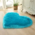 Hartvormig pluizig vloerkleed, zacht pluche antislip mat voor woonkamer, slaapkamer en bank. - Hart 40*50cm / Saffierblauw