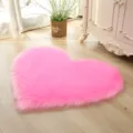 Roze hartvormig pluizig vloerkleed imitatiebont zachte antislipmat voor de slaapkamer - 60*90cm Onregelmatig / Roze
