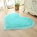 Fluffy heart-shaped plush rug soft faux fur floor mat for bedroom living room decor - Sky Blue