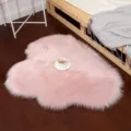 Pink fluffy heart shaped faux fur rug for living room bedroom floor decor and cozy home styling. - Light Pink (Faux Wool)