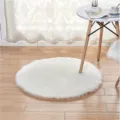 Witte nepbont ronde vloerkleed pluche zacht tapijt voor slaapkamer woonkamer stoel kussen - Diameter 30cm / Wit