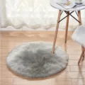 Grijze ronde nep wol tapijt pluche donzige vloermat voor slaapkamer moderne decoratie - Diameter 30cm / Grijs
