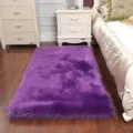 Fluffy purple area rug for bedroom bedside, soft long plush floor mat for living room home decor. - Purple