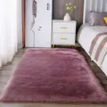 Verdikte pluche donzig tapijt voor slaapkamer bedside, schattige roze zachte imitatie kasjmier mat - Druivenpaars