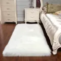 Witte nepbont pluizig vloerkleed voor slaapkamer bedside vloermat zacht pluche harig tapijt - 40*40cm / Wit