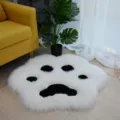 Zacht wit pluche kattenpoot tapijt detail, fluffy nepbont mat voor slaapkamer en woonkamer. - Kattenpoot 60*60cm / Wit + Zwart