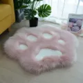 Roze Kattenpoot Kunstvacht Vloerkleed Pluizig Schattig Matje voor Slaapkamer Kinderkamer - Kattenpoot 60*60cm / Roze en Wit