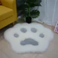 Gezellig wit grijs kattenklauw pluche tapijt fluffy vloermat voor slaapkamer woonkamer - Kattenpoot 60*60cm / Wit + Grijs