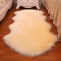 Luxueux tapis en fausse peau de mouton duveteux pour chambre salon canapé décoration sol - Beige