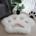 Pluche kattenpoot vloermat, zacht en gezellig vloerkleed voor slaapkamer en kinderkamer. - Kattenpoot 60*60cm / Wit + Roze