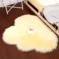 Cozy fluffy heart shaped plush rug for living room bedroom soft furry floor mat white area rug. - Beige (Faux Wool)