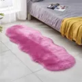 Pink fluffy faux fur rug soft plush bedside carpet cozy bedroom floor mat decor. - Deep Pink