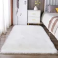 Witte nepbont vloerkleed voor slaapkamer, dik pluche bedrandmat en zachte huisdecoratie. - Breedte 50 x Lengte 100cm / Puur wit